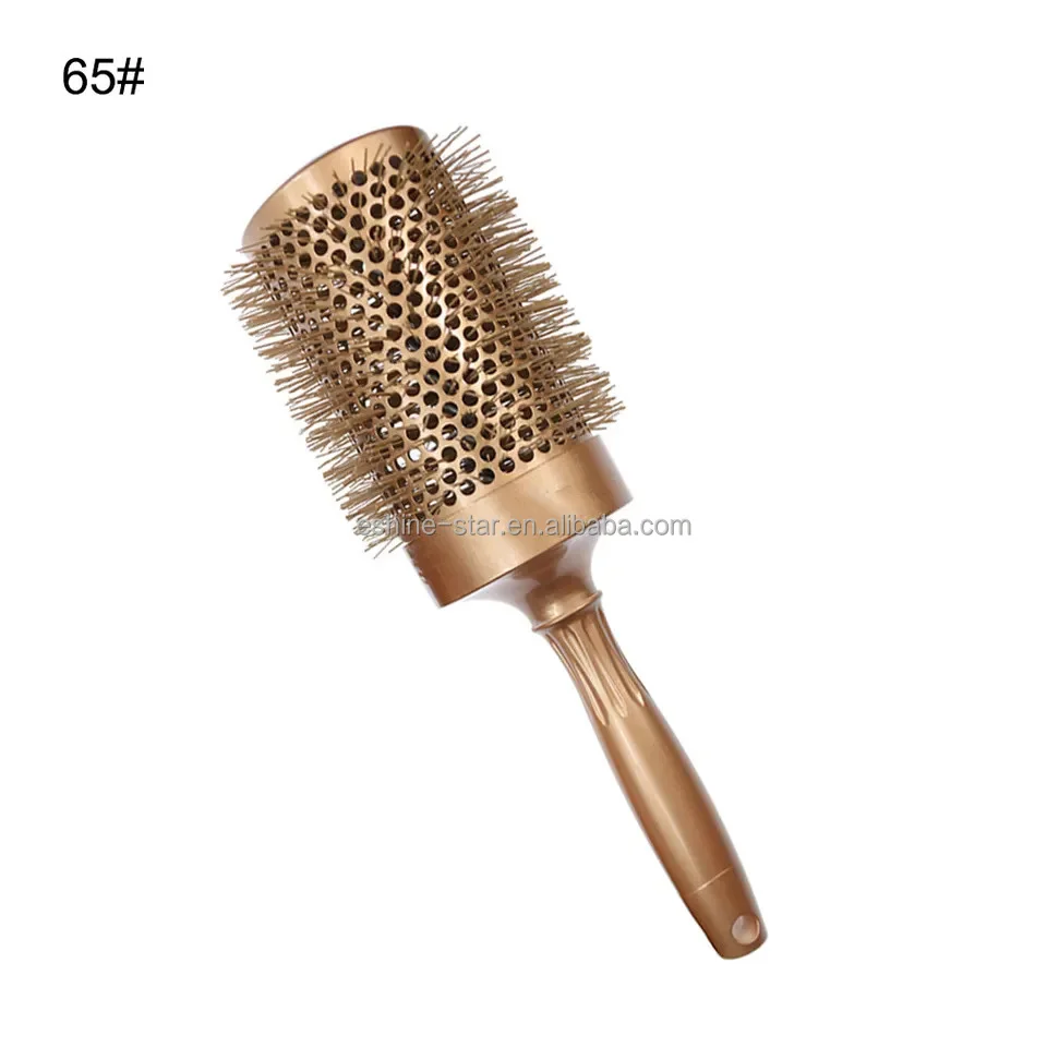 Gradient Color 2 In 1 Hair Straightener And Curler Ionic Hairbrushes Professional Salon Makeup Brushes Round Ceramic Brush Comb
