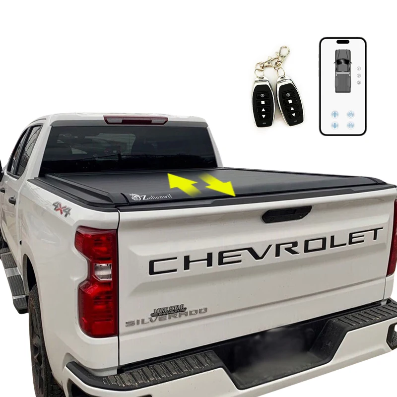 Zolionwil Automatic Hard Roll Up Pickup Truck Retractable Bed Cover Electric Tonneau Lid For Chevrolet Gmc Chevy Silverado