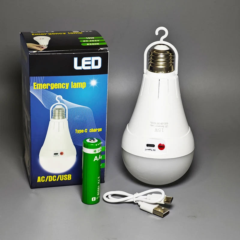 Wholesale Factory DOB AC/DC/USB charging Lamp Rechargeable 10W 15W Type C Emergency Bulb Led Emergency Lights