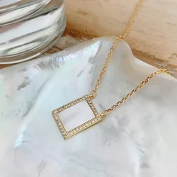 Dainty Simple Women Jewelry Sterling Silver Pendant Necklace 925 Sterling Silver Geometric Square Necklace