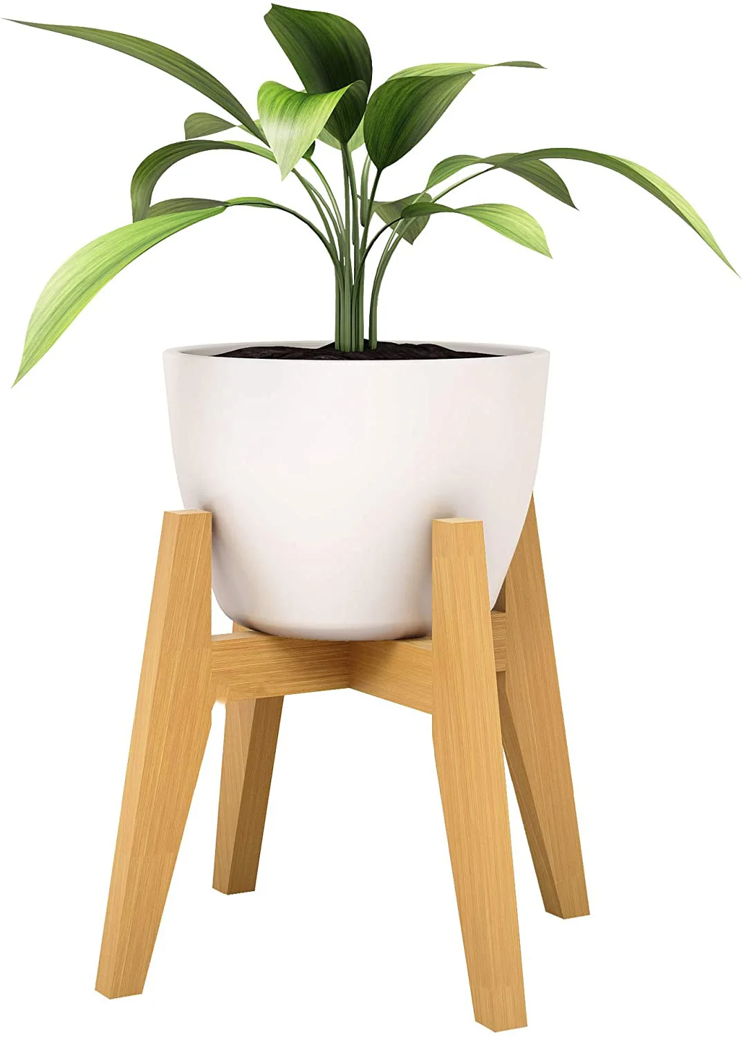 Adjustable X Shape Adjustable Eco-friendly Modern Bamboo Barrel Wooden Plant Holder Flower Pot Stand