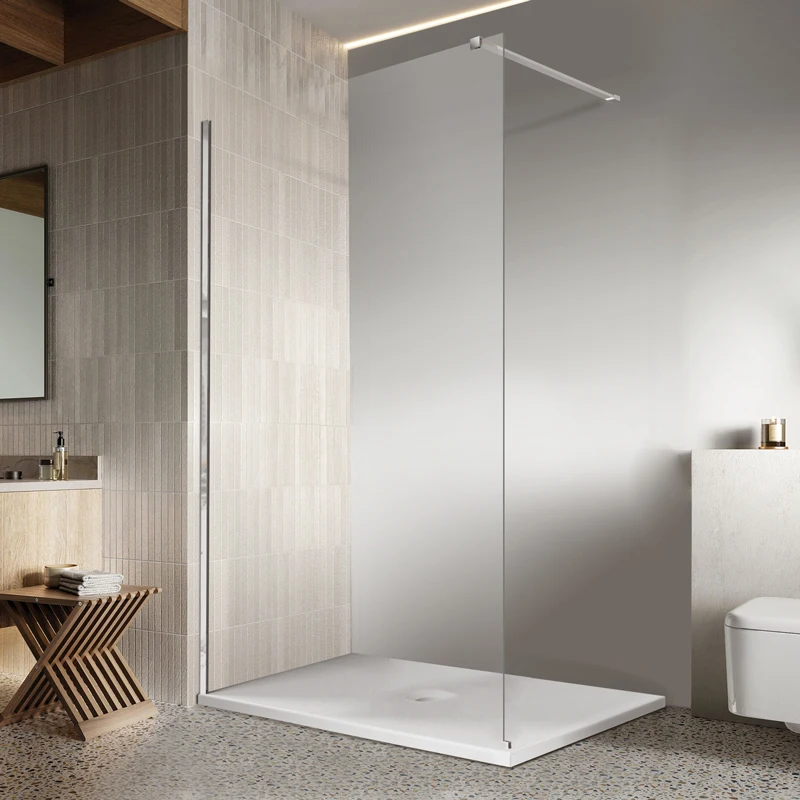 Frameless Fixed Shower Glass Panel SGCC Tempered Glass Walk In Shower Door Screen