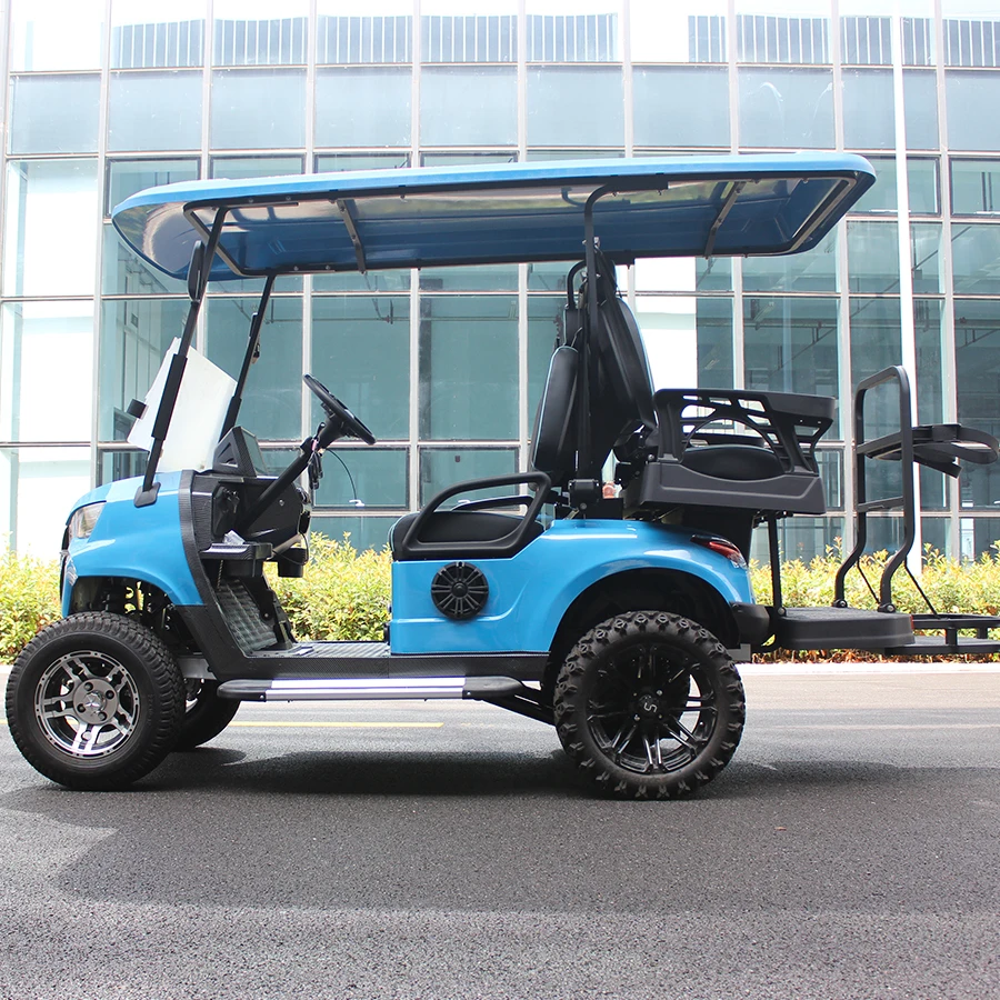 Ce Certification 72v 7.5kw Battery Powered Solid Wheel 4 Seater Electric Golf Hunting Cart Buggy