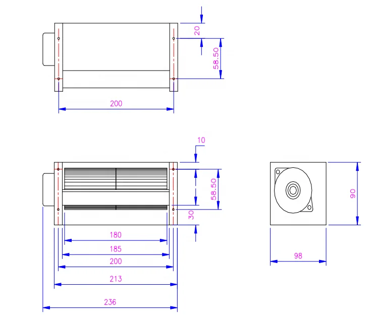 Cross-flow fan 60180 DC tangential fan