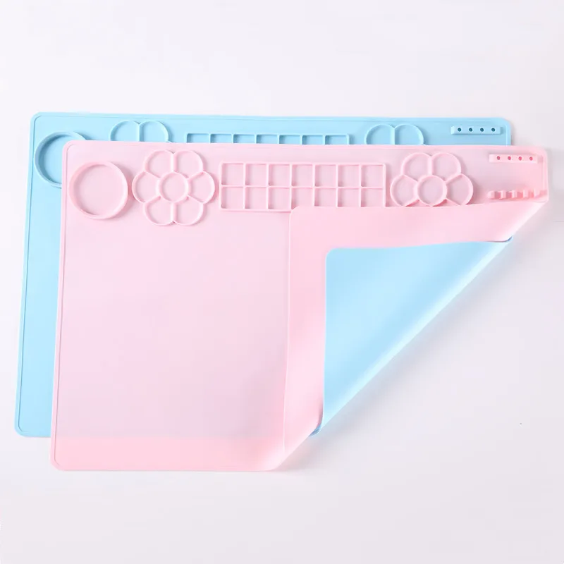 Silicone Painting Mat Silicone Craft Mat with Cup and Paint Holder for Kids Painting Art Clay DIY and Play Dough