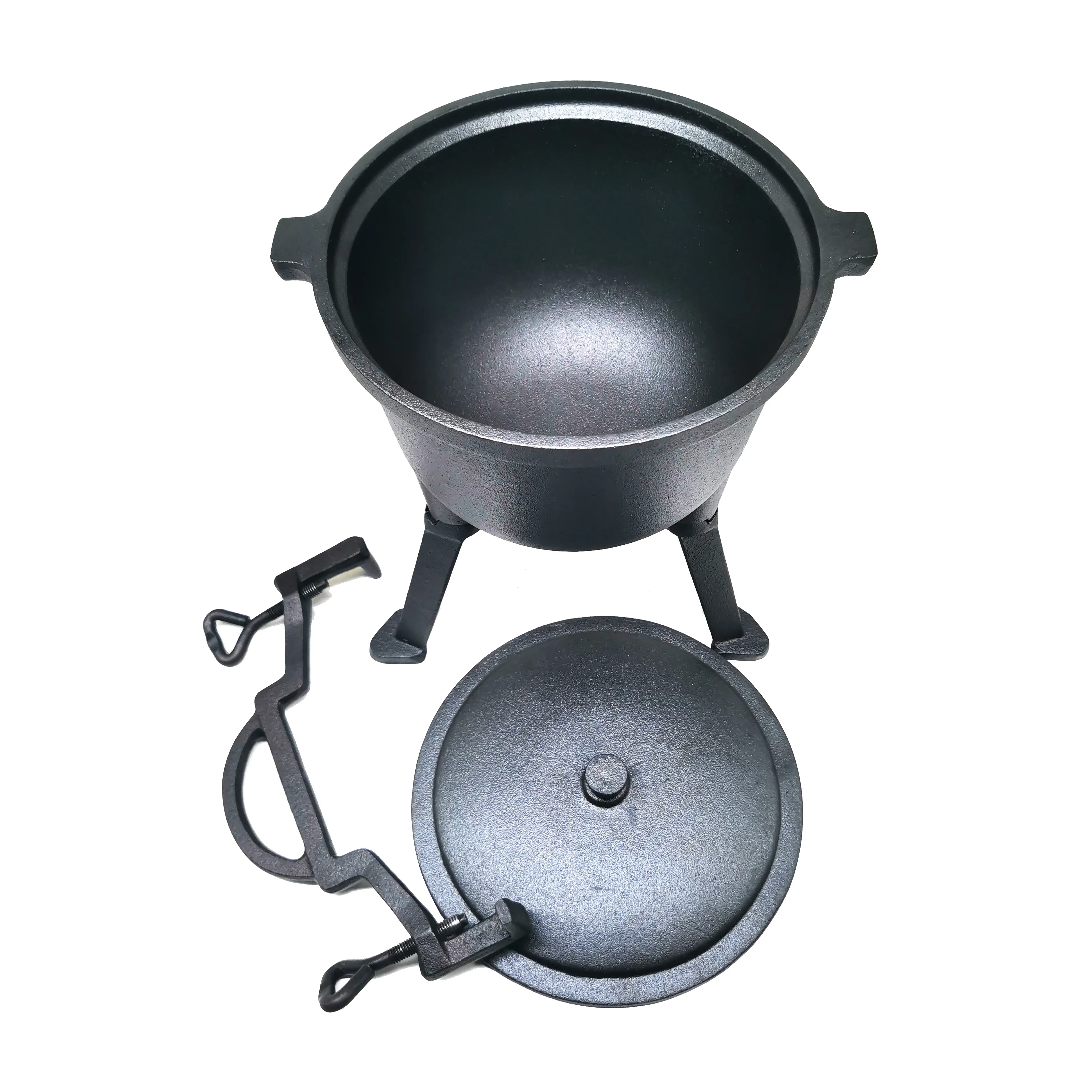 Pre-seasoned Cast Iron Three Legs Cauldron with Lid and Handles for Camping Cookware non stick deep cast iron potjie pot