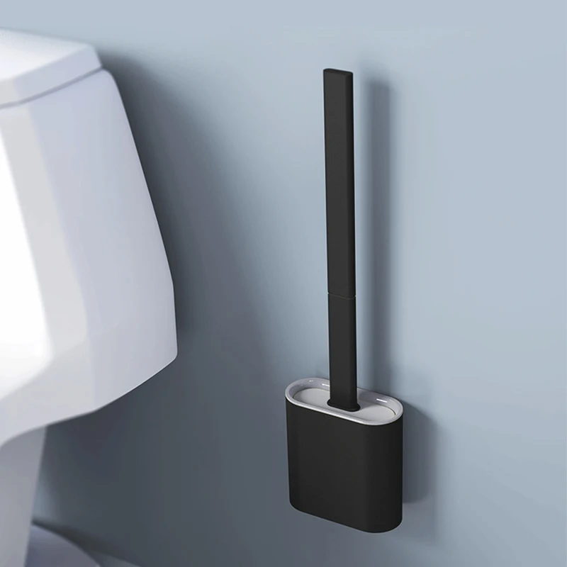 2022 Black Detachable Silicone Bathroom Holder New Style Toilet Cleaning Brush