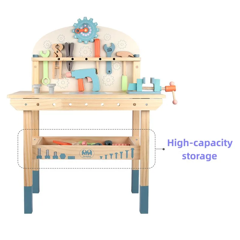 Tool Bench for Kids Toy Play Workbench Wooden Tool Bench Workshop Workbench with Tools Set Wooden Construction Bench Toy