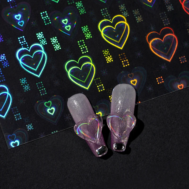 New love holographic laser magic color nail art stickers
