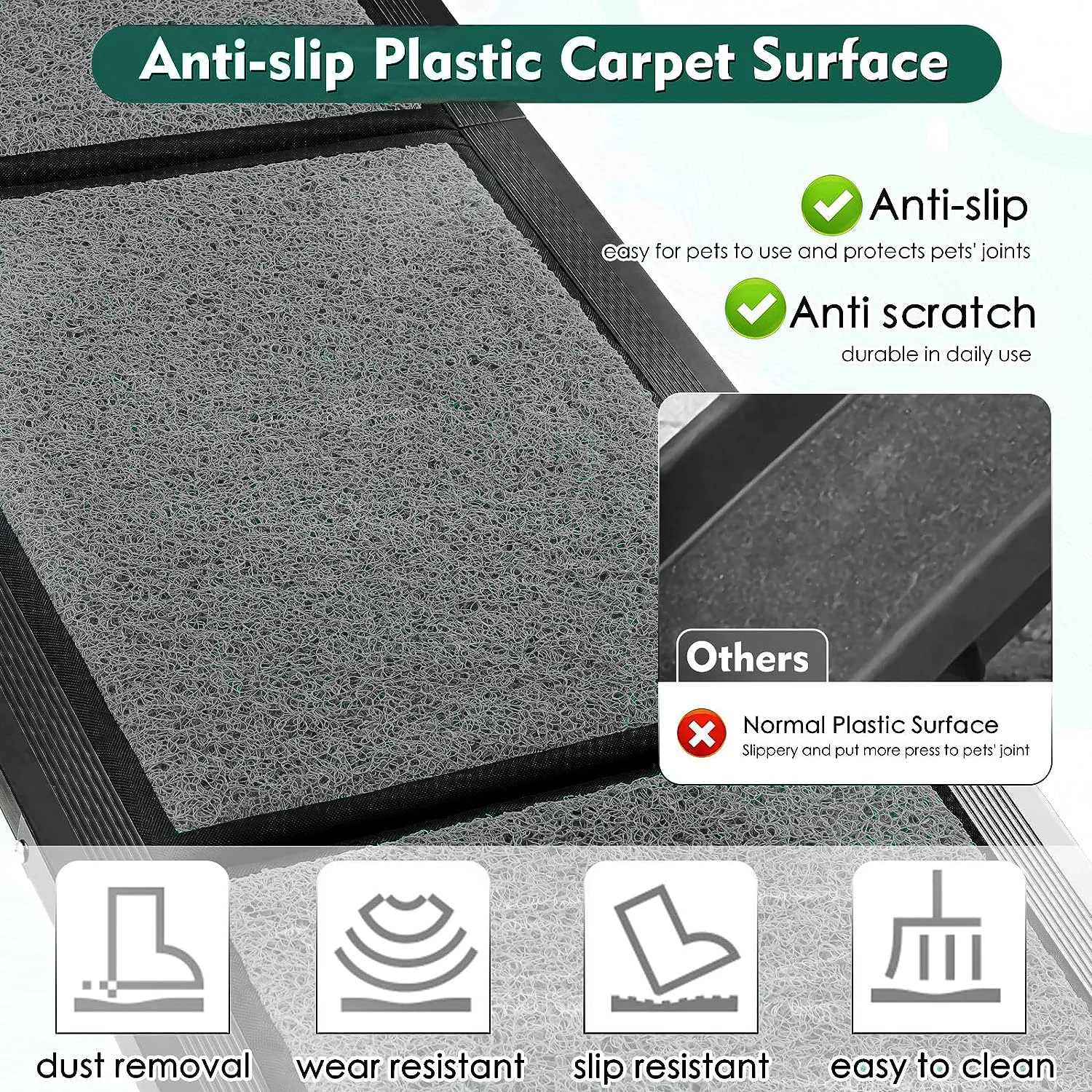 CANBO Adjustable Anti-slip Portable Pet Stairs Ramp Ladder Lightweight Aluminum Pet Dog Car Ramp Folding