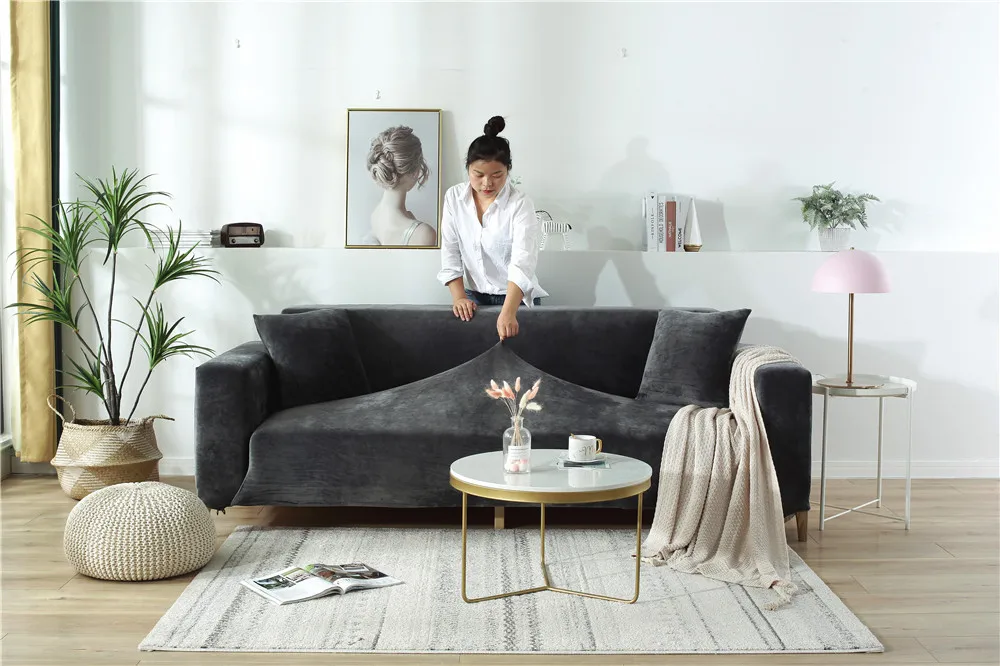 Утолщенной универсальный высокое качество чехол 1/2/3/4 местный диван с обивкой из бархатной ткани, огранка из эластичного материала, чехол для дивана