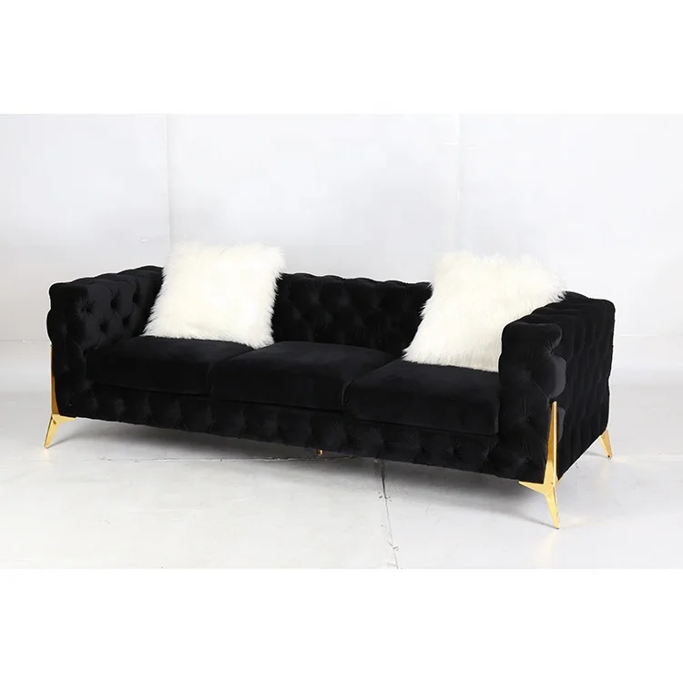 Hot Sale Living Room Funiture Modern Black And White Stainless Steel Frame Sofa