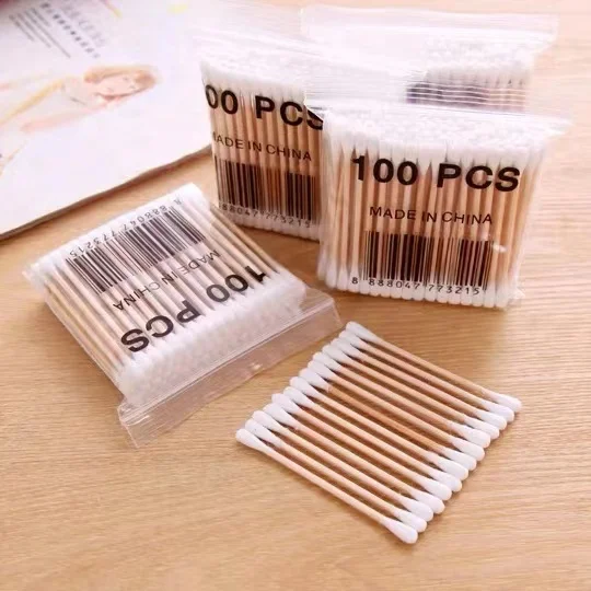 Non-pollution Cotton Swab Stick Wooden Cotton Swab from China Disposable Cotton Bud 10-15 Days Customized Household Daily Use