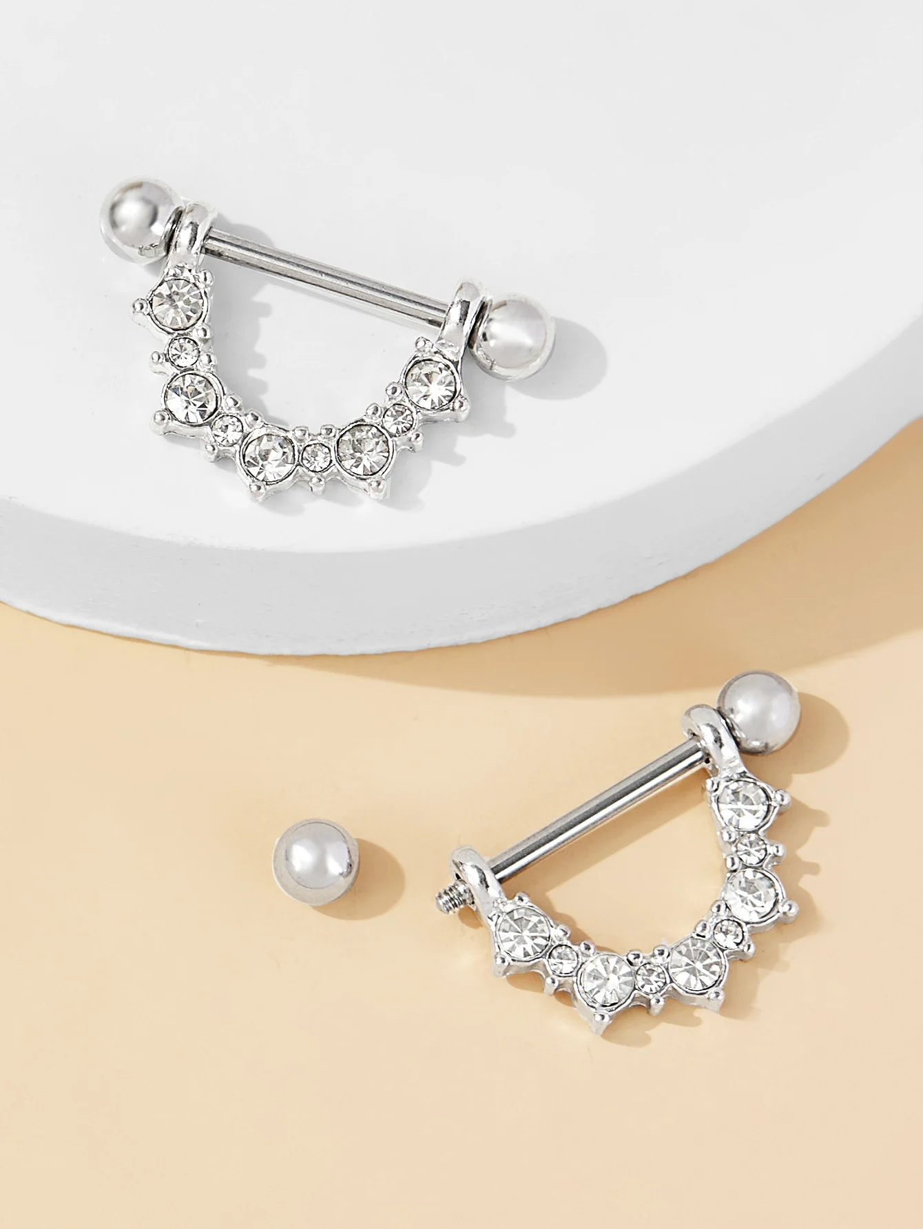 Luxury Shinning Rhinestones Unique Nipple Ring Surgical Titanium Piercing Jewelry Kit