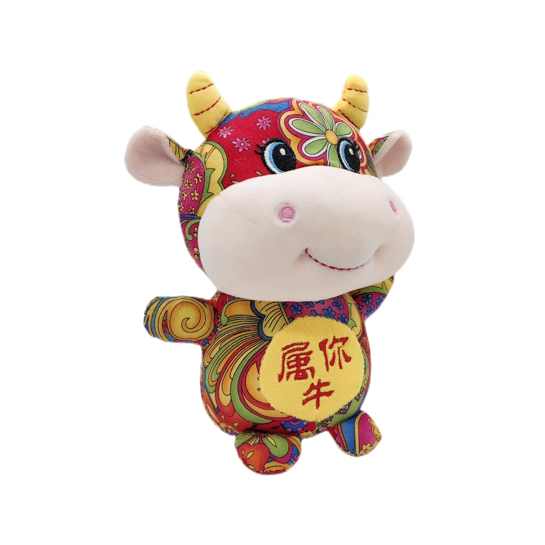 Custom Chinese Styles Creative Mini Size Plush Cow Stuffed Animal Toys