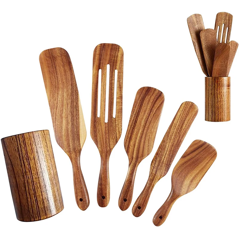 Конкурентоспособная цена, многоразовая Антипригарная посуда ручной работы, набор деревянных кухонных принадлежностей из акации