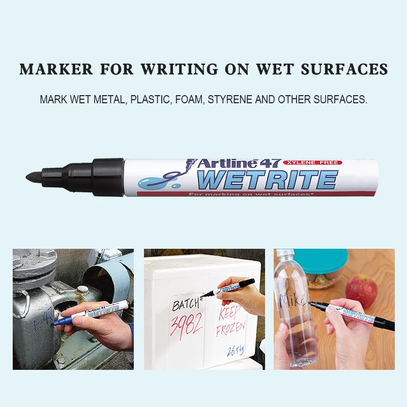 Artline 1.5mm Bullet EK-47 Works under water marking on wet metal plastic Wetrite Markers