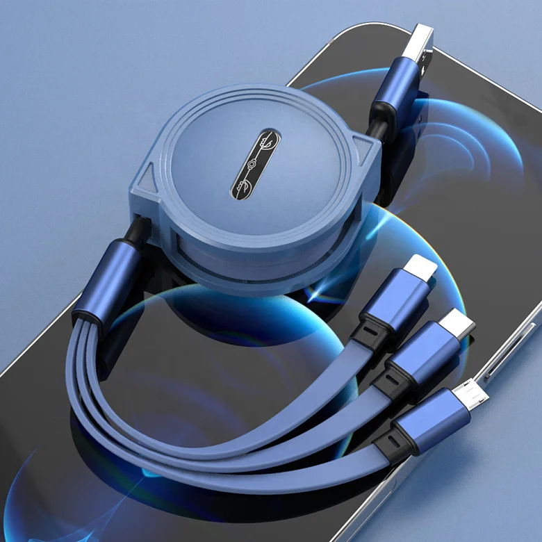 New Arrival Customized Promotional Gift Retractable 3 Way USB Data Cable