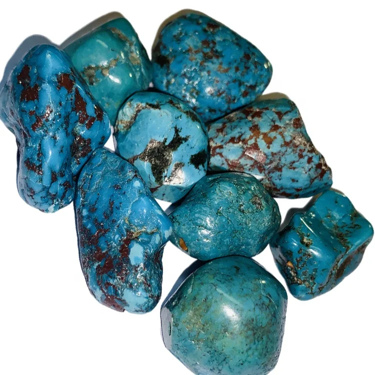 Turquoise Blue Stones with Dark Veins Blue Beads Large Chunky