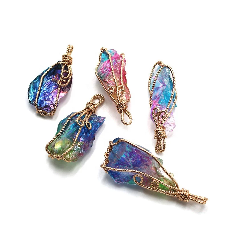 Оптовая продажа, ожерелье с подвеской ручной работы из натурального хрусталя, ювелирные аксессуары «сделай сам»