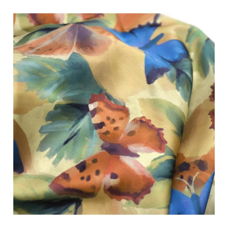 satin fabric free sample digital print polyester satin fabric evening dress patterns custom design for dress
