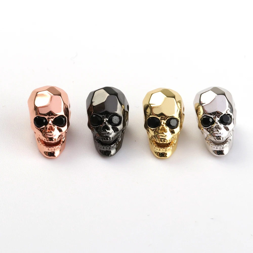 Faceted Skull Head Bead CZ Micro Pave Faceted Skull Bead charm For Men Jewelry Designer