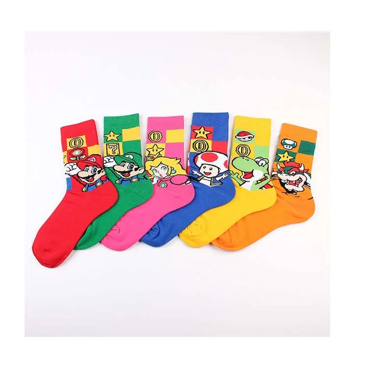 Hip-Hop Street Skate Mario Cartoon Comic Socks Woman Fashion Sport  Combed Cotton Calcetines for Girl