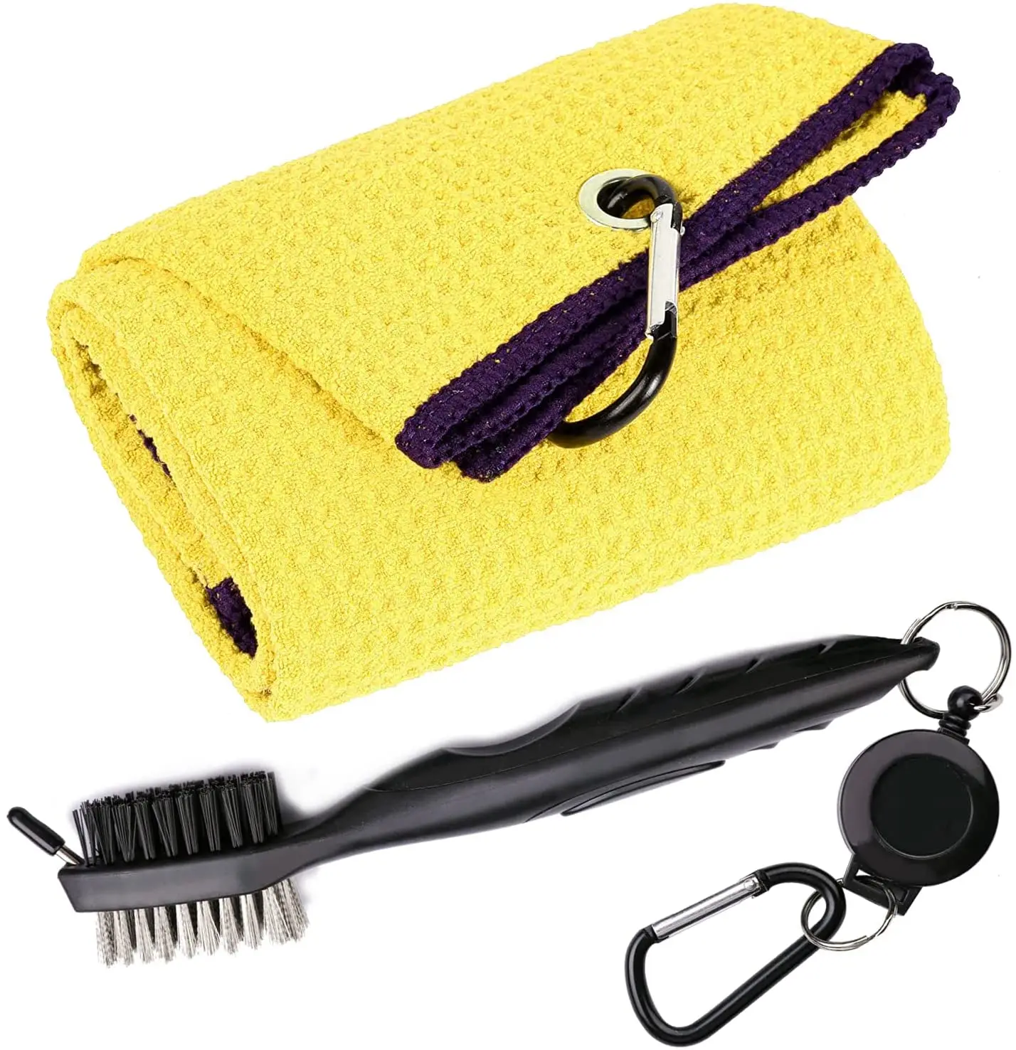 Тройное полотенце для гольфа из микрофибры с вафельным узором удаляет грязь