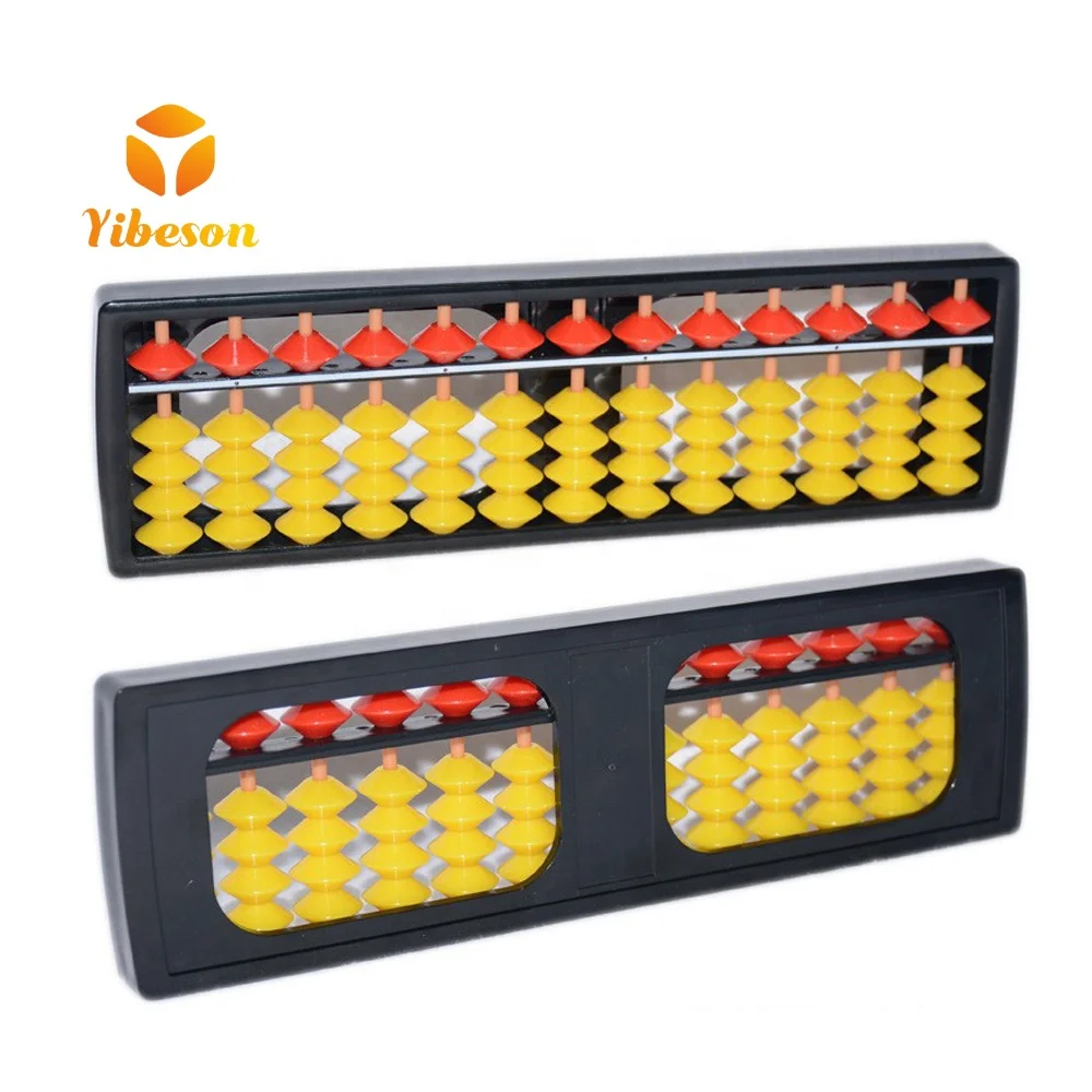 Chinese oem diy color red yellow beads child mathematical counting kit student small soroban plastic abacus 13 columns for kids