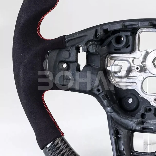 Carbon Fiber Flat Bottom Suede Red Steering Wheel For Ford Focus Kuga 2020-2023