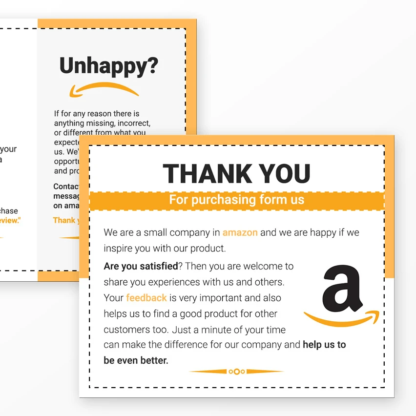 
Cutomized Design Gift Card After-sale Service Full Color Insert Thank You Card For Amazon Sellers 