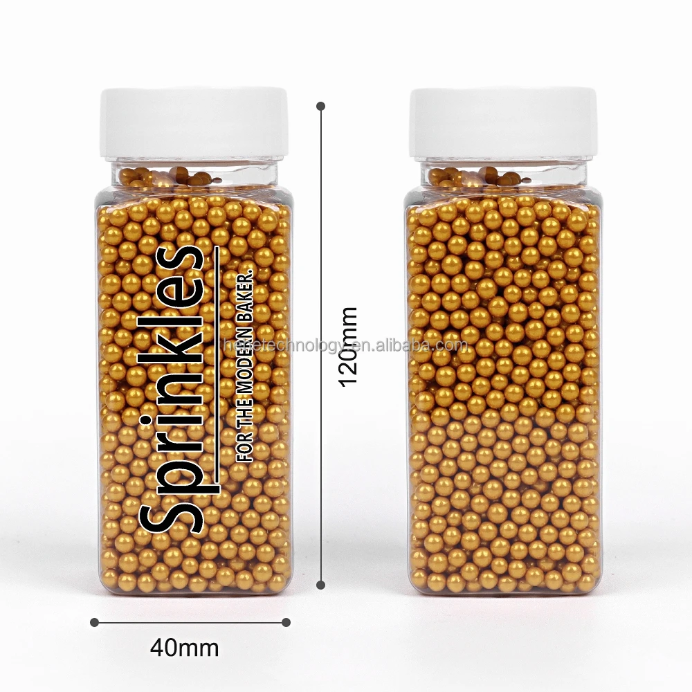 4mm Edibles Solid Gold Beads Bakery Decoration Ingredients Sugar Pearl Sprinkles Edible Gold Cake Sprinkles for Cake Decorating