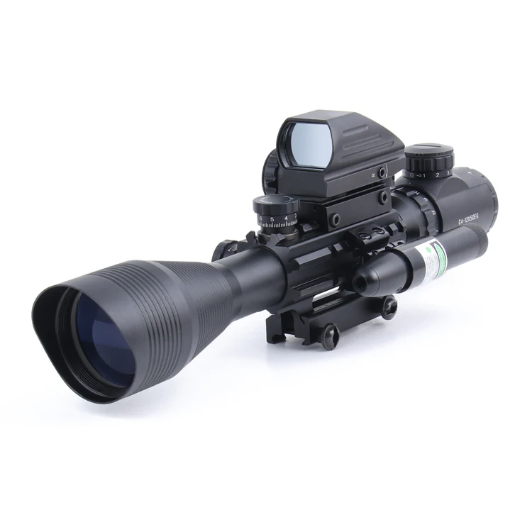 
NcDe Tactical Optic C4-12X50 AR15 Rifle Scope Dual Illuminated Reticle Set,Green Laser Sight and 4 Holographic Dot Reflex Sight 