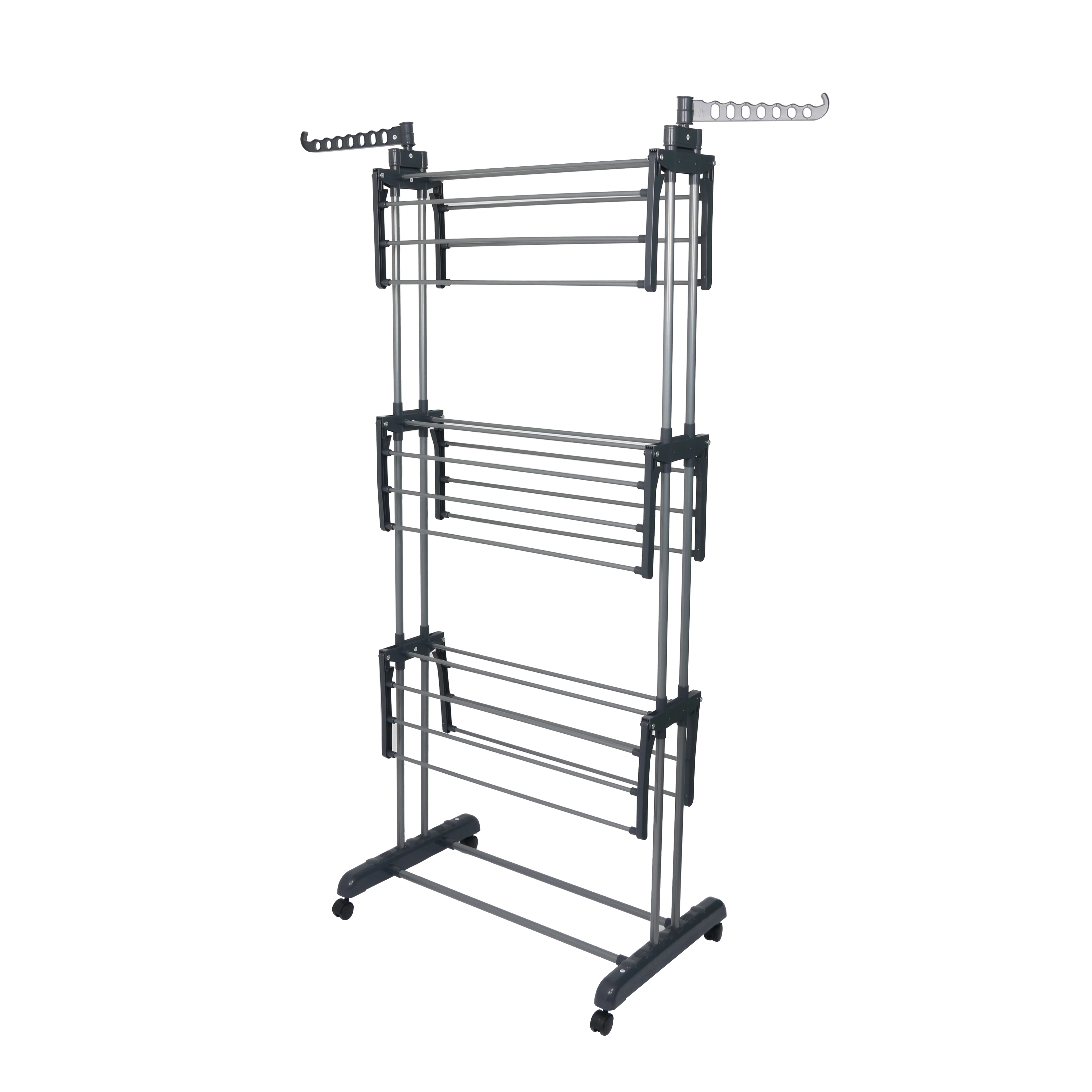 Cheap Moveable 4-Tier cloth drying rack foldable metal Cloth airer clothes dryer rack