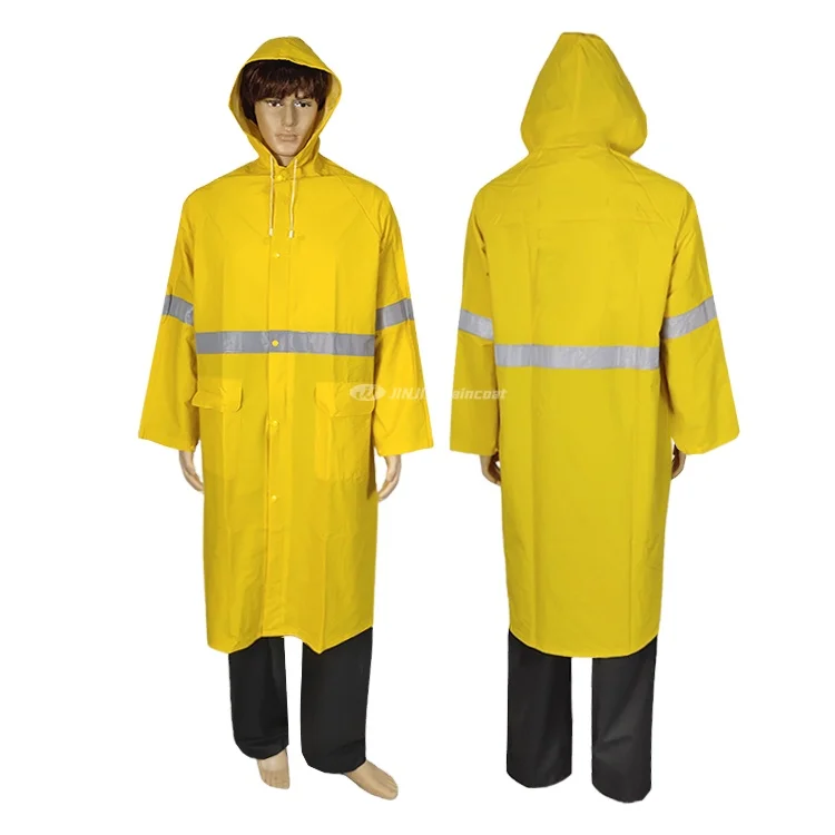 Cheap Waterproof Raincoat Industrial Work Heavy Duty Pvc Polyester Raincoat Durable Rain Coat Waterproof