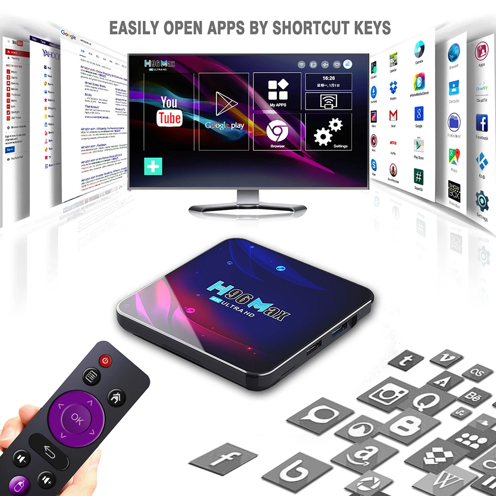 Приставка Смарт-ТВ H96 MAX V11 2 ГБ 4 16 4K RK3318 4G/32G 5GWiFi Android 11 двойной Wi-Fi 1080P