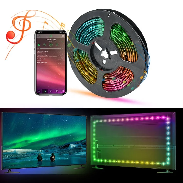 APP control 2M 5V RGB Flexible Musical 30Leds 5050 Support IP65 Bias Background USB tv for lg Backlight Led Strip Light