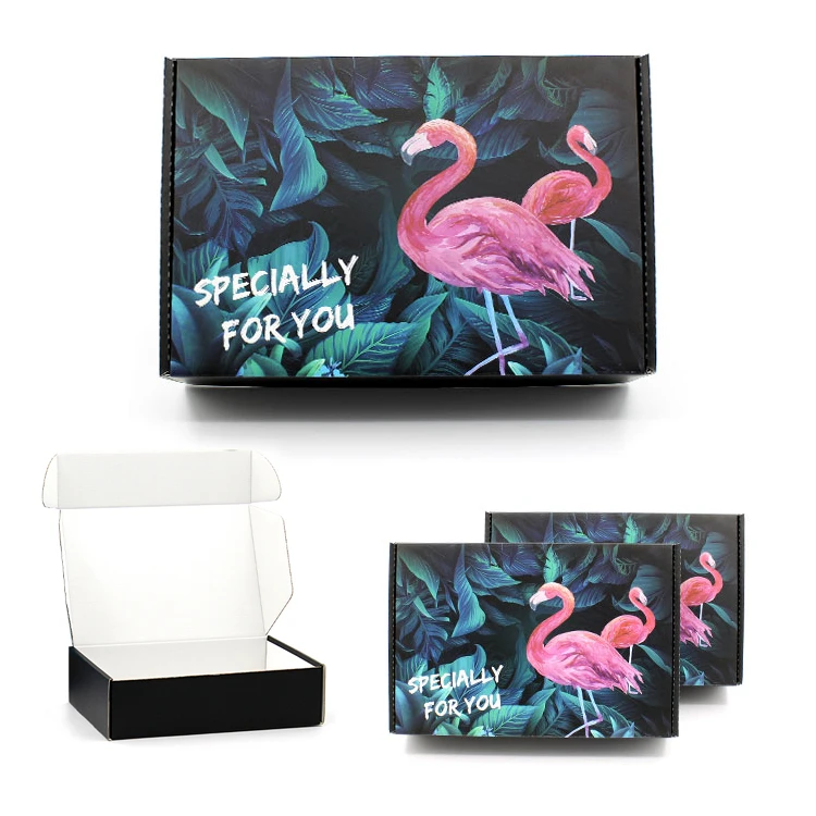 Packaging Shipping Kraft Black Carton Paper Box with Logo Customized Cardboard Corrugated Pink Mailer Clothing Paper Box