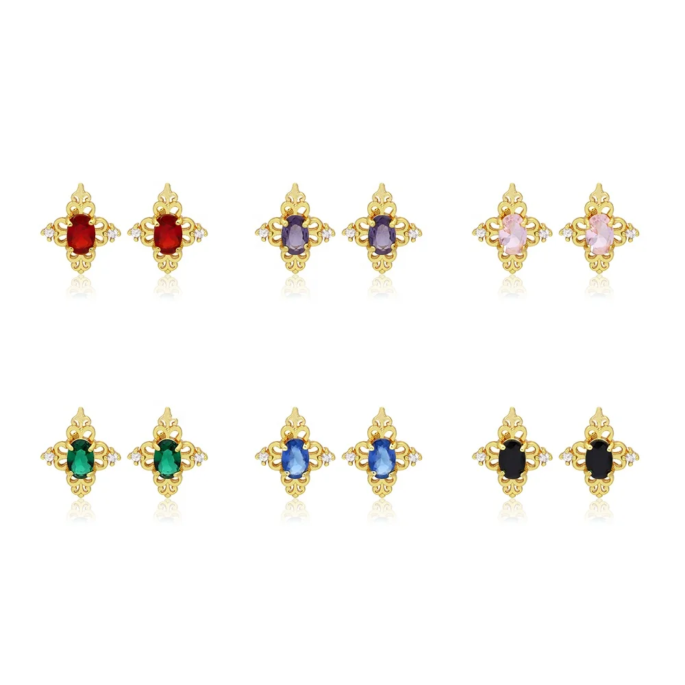 JXX Wholesale Price Fashion 24K Gold Plated Copper Jewellery Cute Women Small Zircon Star Stud Earrings For Women Cubic