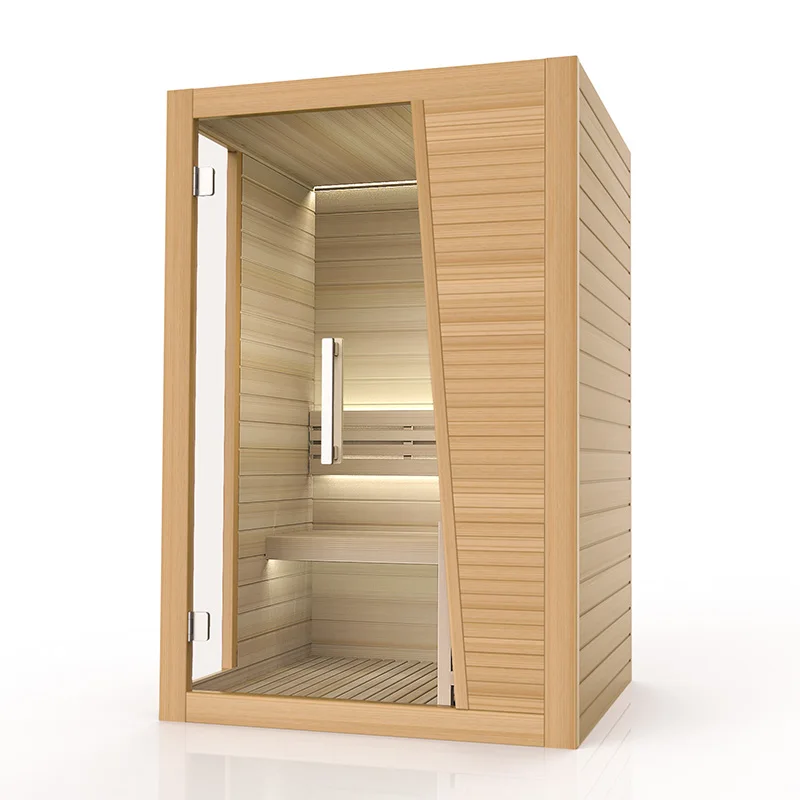 Standard 2-3 People Infrared Wooden Sauna Cabin Hemlock Traditional Sauna Stove Dry Steam Sauna With Colorful Light