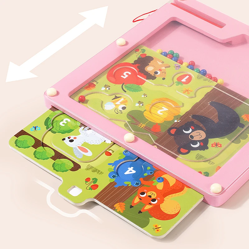 Wooden Toy Montessori Toys Mobile Children Magnetic Game Maze Puzzle Labyrinth Baby Toys