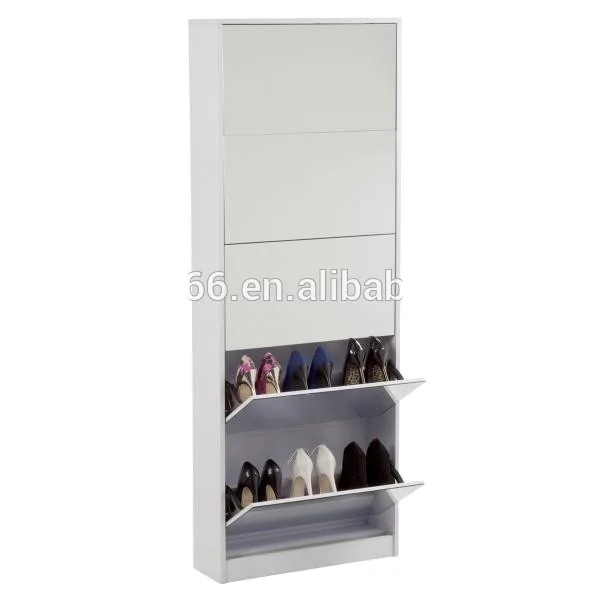 Factory Price Wooden Modern Shoe Cabinet With Mirror