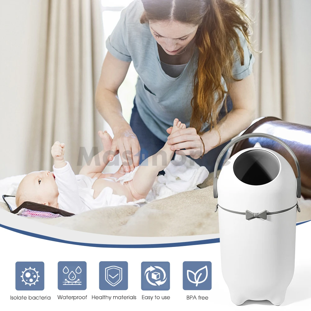 Masthome 2024 New Trend Deodorant Nappy Trash Bin Kitchen Living Room Kawaii Baby Diapers Disposal Trash Can