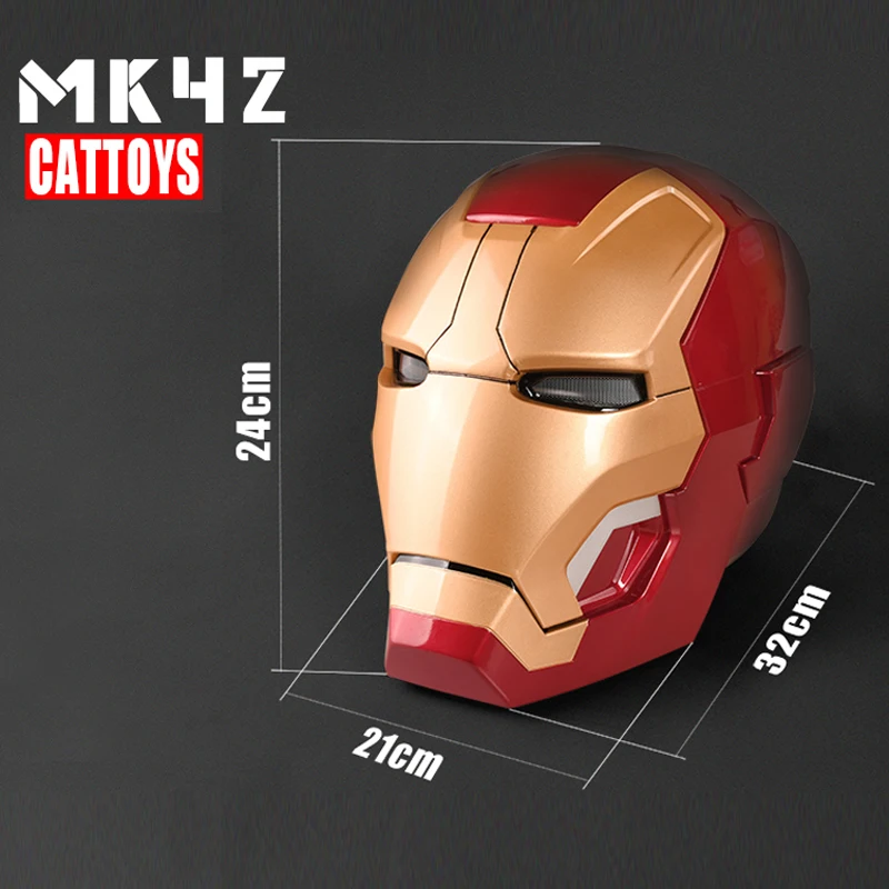 Remote Metal Version Metal Version CATTOYS 1/1 Colorized All Metal Made  Wearable IronMan MK42 Helmet Accept Do Drop Shipping
