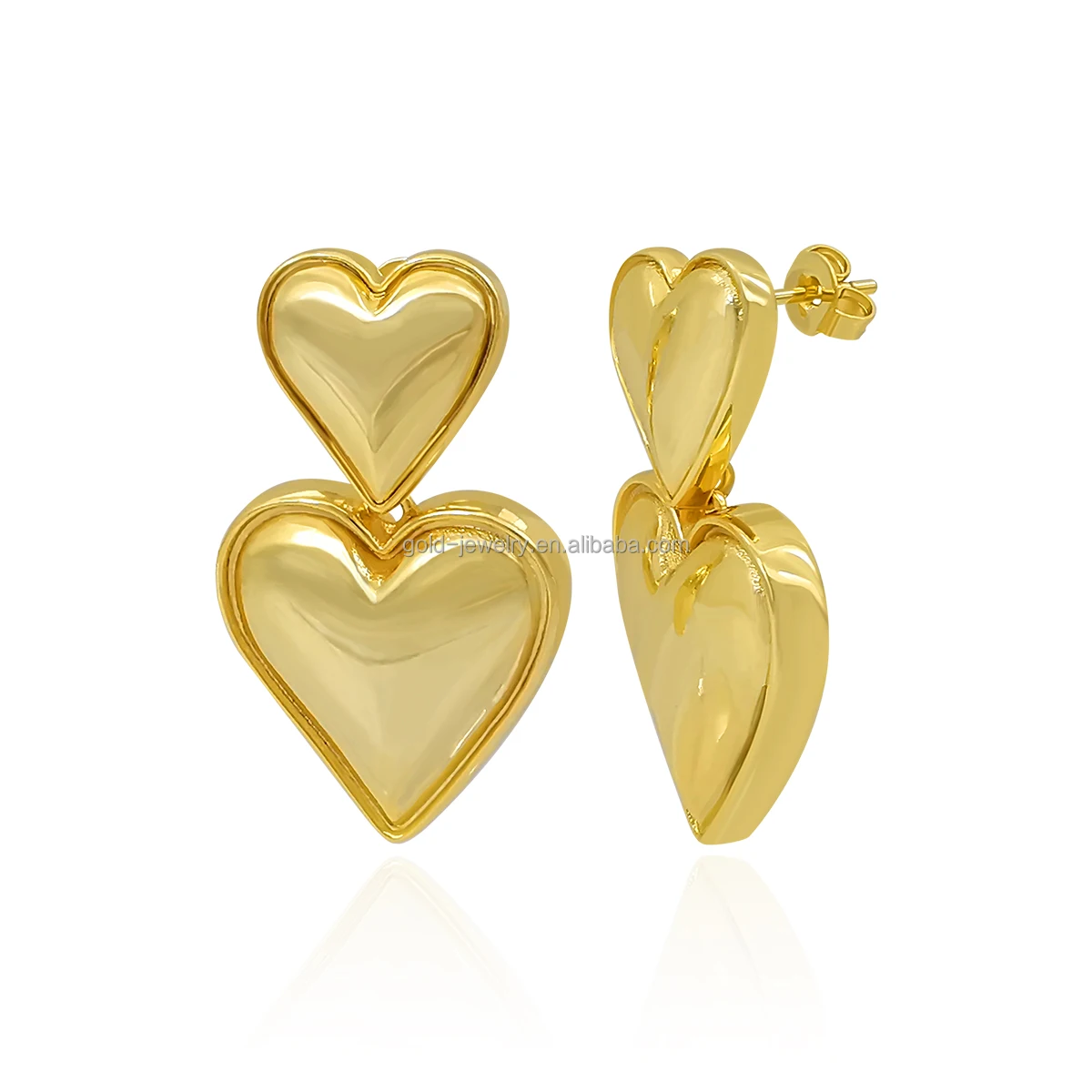 Brass Jewelry Elegant Fashion romantic love Heart Shape pendant Studs Earrings