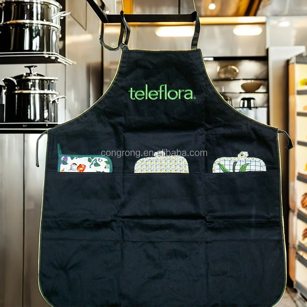 Cotton and Polyester Kitchen Bib Apron Waterproof Sleeveless Kids Model Uniform with Custom Embroidered Logo Wholesale Minded