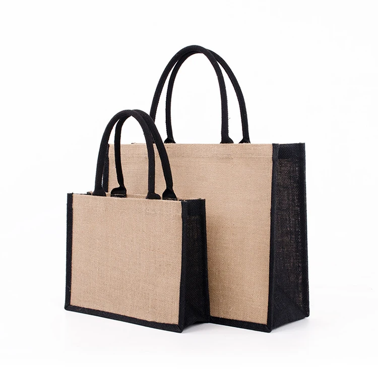 OLEI jute bag manufacturer jute bag tote custom printing logo natural black color shopping jute bags eco friendly