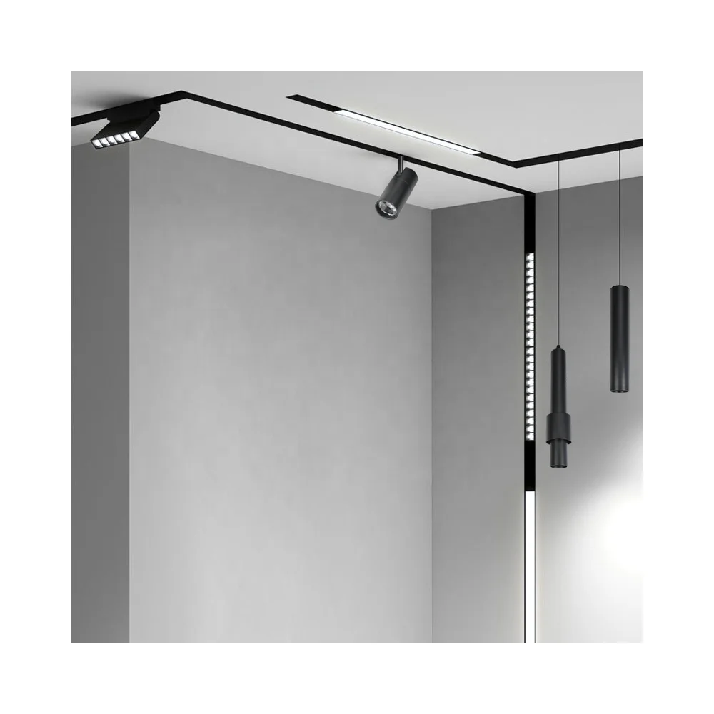 Custom Stretch Black Magnet Rail Track Lighting Lamp Commercial 48V Led Magnetic Track Light L For Trend  Showcase Shop Clothing