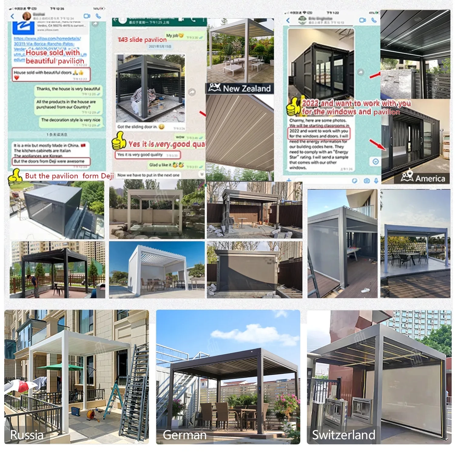 Antique 3X4 Mobile Gallery Electric Powered Shed Pavilion Low Price Dedicated to Aluminum Alloy Pergola