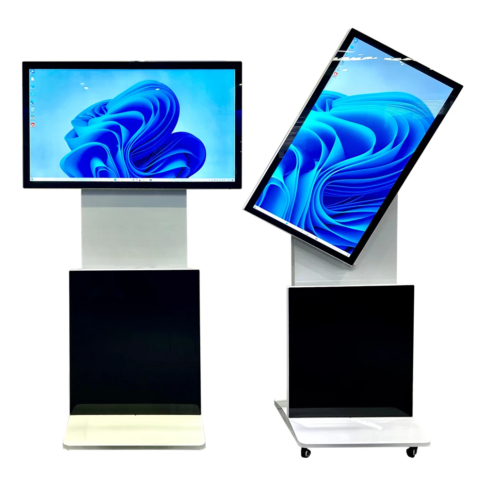 43 inch Rotating floor standing vertical advertising digital signage screen totem standalone lcd display touch screen Window